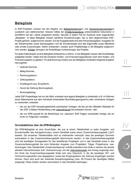 Belegliste (PDF) - esf-epm