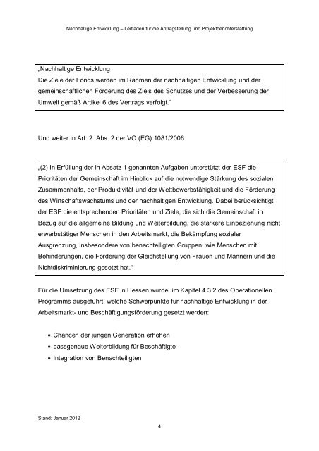 Nachhaltige Entwicklung - ESF Hessen