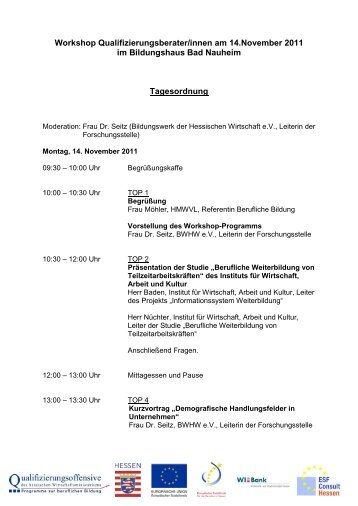 Workshop Qualifizierungsberater/innen am 14 ... - ESF Hessen