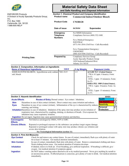 Msds Zep Commercial 16 Section V1 0