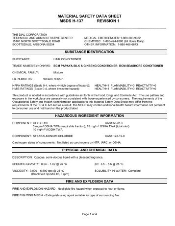 material safety data sheet msds h-137 revision 1 - CleanEasier