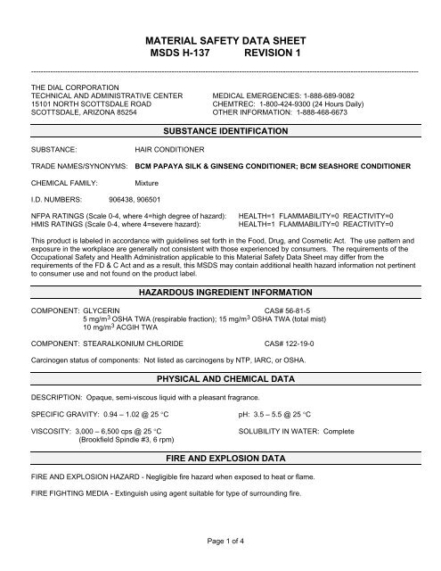 material safety data sheet msds h-137 revision 1 - CleanEasier