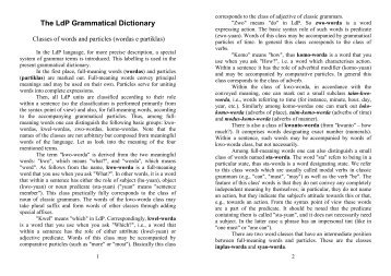 The LdP Grammatical Dictionary - Lingwa de Planeta