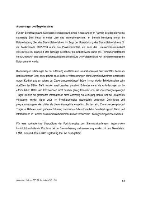 Durchführungsbericht für den ESF 2008 - ESF in Brandenburg ...