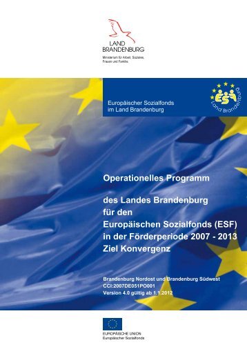 des Landes Brandenburg für den Europäischen Sozialfonds (ESF ...