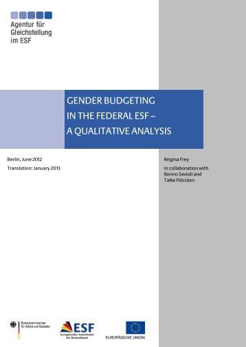gender budgeting in the federal esf – a qualitative analysis
