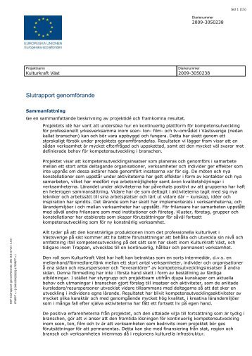 Slutrapport Kulturkraft Väst.pdf - Svenska ESF-rådet