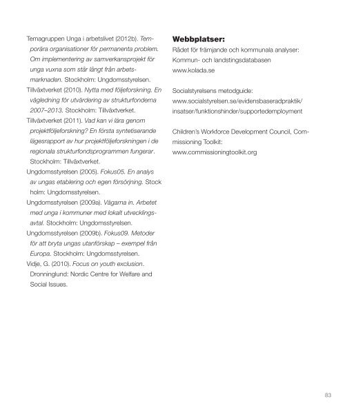 Utvärdering av arbetsmarknadsprojekt för unga - Svenska ESF-rådet