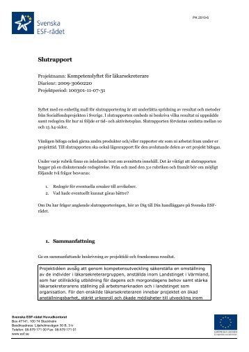 Slutrapport Socialfonden 110826.pdf (207 kb) - Svenska ESF-rådet