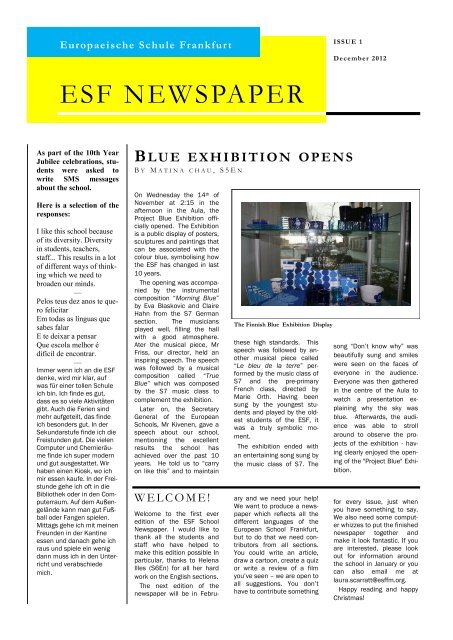 ESF NEWSPAPER - Europäische Schule Frankfurt am Main