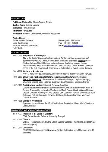 Download do CV - Escola Superior Gallaecia