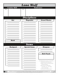 Lone Wolf Action Chart and Combat Reference - ESG Labs