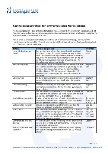 Fastholdelsesstrategi for Erhvervsskolen Nordsjælland