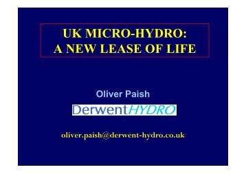 UK MICRO-HYDRO: A NEW LEASE OF LIFE - ESHA