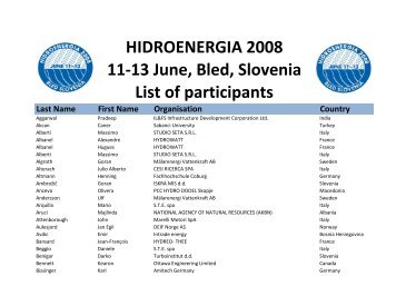 HIDROENERGIA 2008 11-13 June, Bled, Slovenia List of ... - ESHA