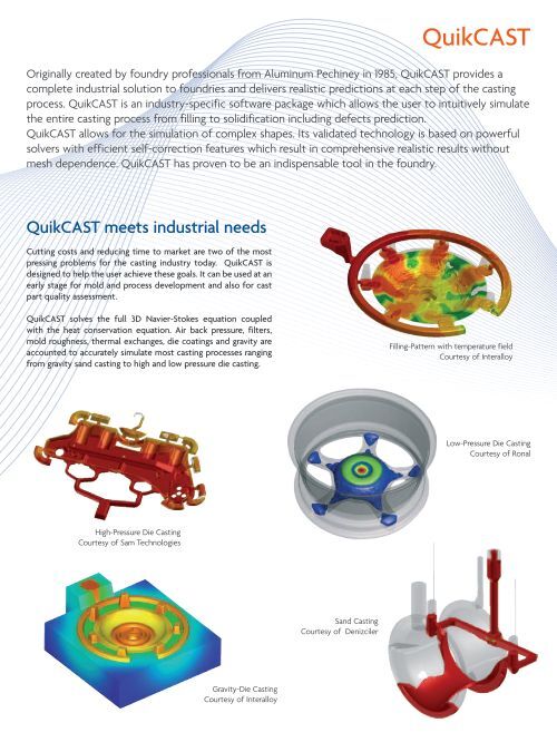 Casting Simulation Suite: ProCAST & QuikCAST brochure - ESI Group