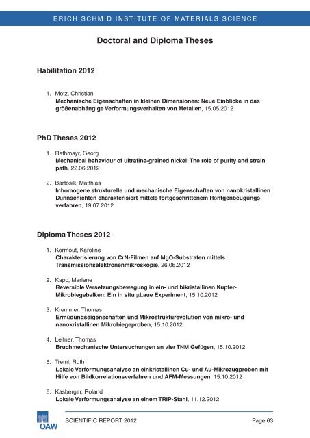 Scientific Advisory Board - Erich Schmid Institute