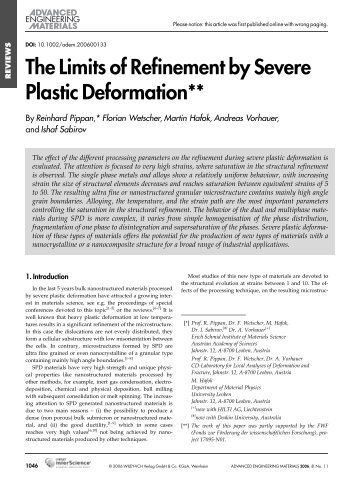 The Limits of Refinement by Severe Plastic Deformation**