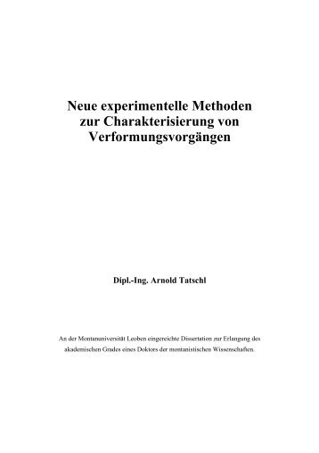 Neue experimentelle Methoden zur Charakterisierung von ...