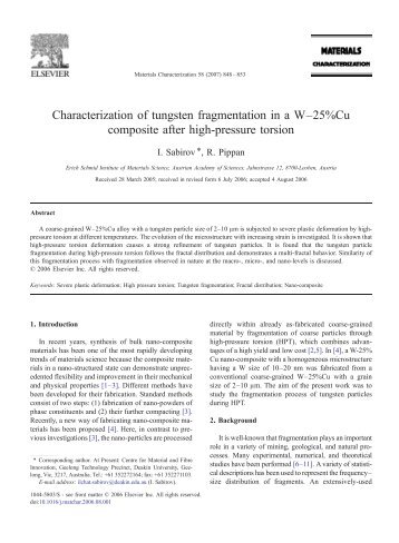 Characterization of tungsten fragmentation in a W–25%Cu ...