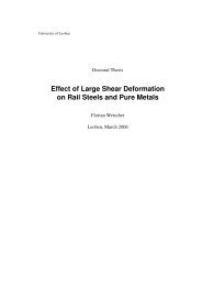 Effect of Large Shear Deformation on Rail Steels and Pure Metals