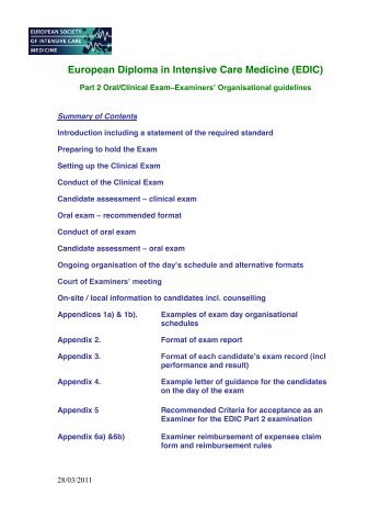 European Diploma in Intensive Care Medicine (EDIC) - ESICM