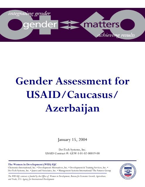Gender Assessment for USAID/Caucasus/Azerbaijan