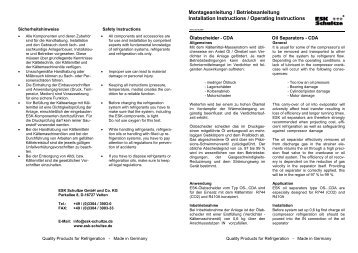 Montageanleitung / Betriebsanleitung Installation ... - ESK Schultze