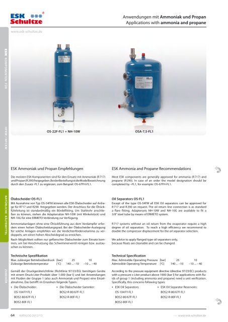 Anwendungen mit Ammoniak und Propan ... - ESK Schultze