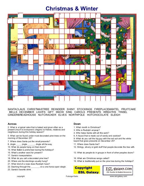 Christmas & Winter holiday Crossword - ESL Galaxy