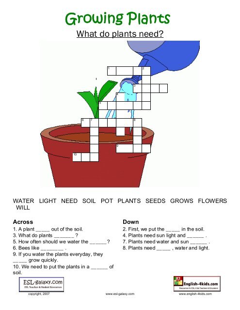 Growing plants - How to grow plans vocabulary ... - ESL Galaxy