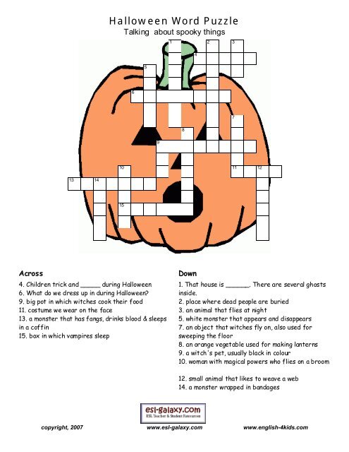 Halloween Word Puzzle English 4 Kids