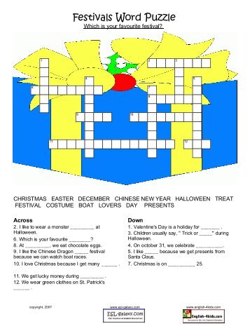 Festivals Word Puzzle - ESL Galaxy