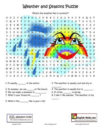 Weather and Seasons Puzzle - ESL Galaxy