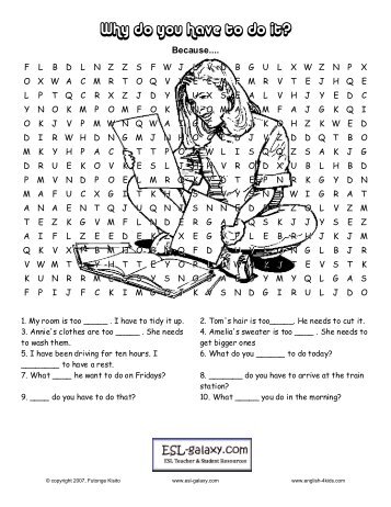 Why do you have to do it- gap fill + word search - ESL Galaxy