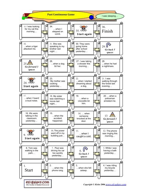 Past Continuous and Past Simple - Board Game - ESL Expertz