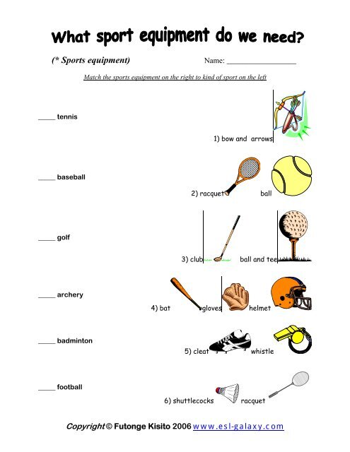 Sports Equipment List