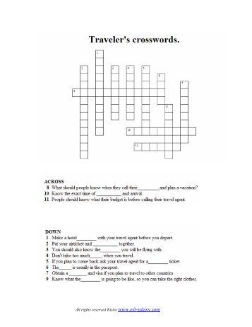 Travel crosswords - ESL Galaxy