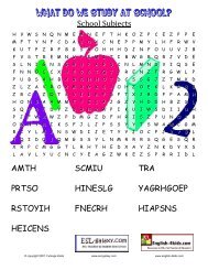 School subjects word search - ESL Galaxy