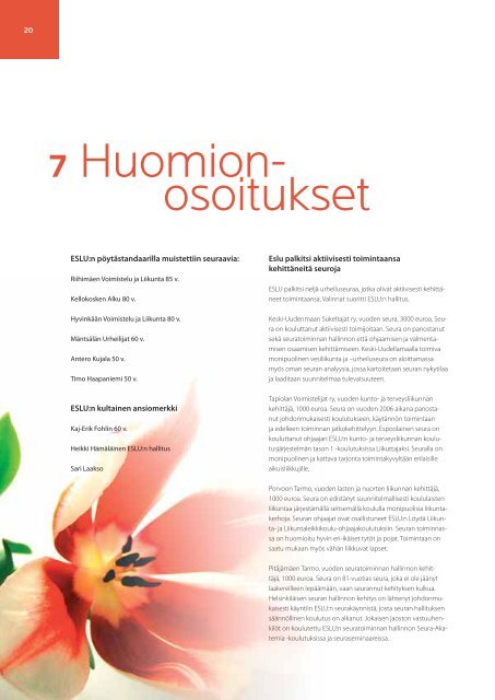 Toimintakertomus 2006 - Etelä-Suomen Liikunta ja Urheilu ry