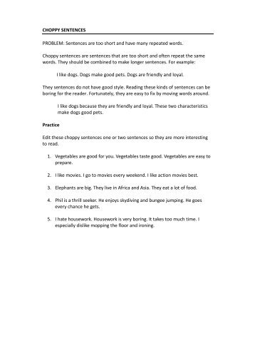Choppy sentences exercises with answers pdf image