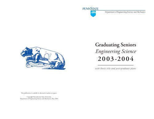 Senior Class Printed Brochure - Engineering Science and Mechanics