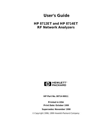 HP 8712ET and HP 8714ET RF Network Analyzers User's Guide