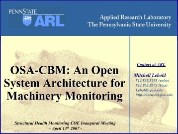 Open Architecture for Condition Based Maintenance - Engineering ...