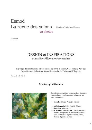 La Revue des Salons - Design - Matières, Art, Inspirations ... - Esmod