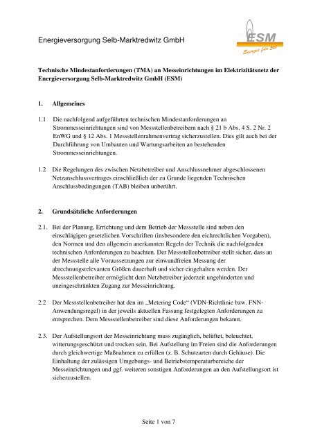 TMA Strom - Energieversorgung Selb