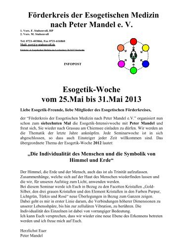 Einladung und Anmeldung Esogetikwoche in Grassau ... - Esogetics