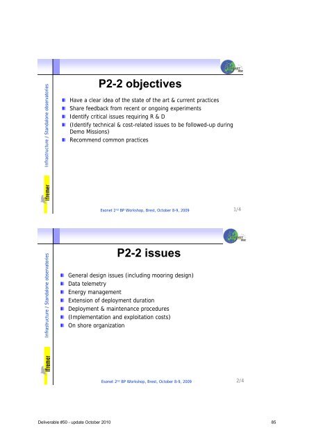 Project Deliverable D50 Report on Best Practices ... - ESONET NoE