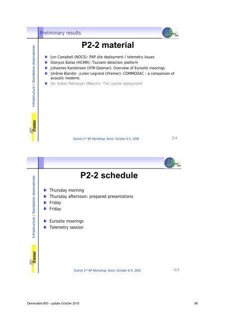 Project Deliverable D50 Report on Best Practices ... - ESONET NoE