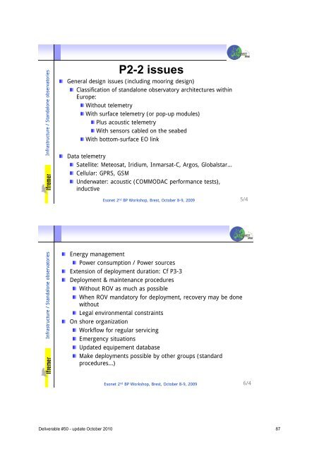 Project Deliverable D50 Report on Best Practices ... - ESONET NoE